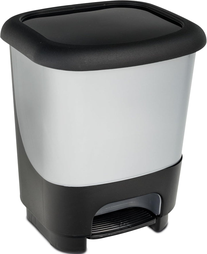 Hummelladen Mülleimer Treteimer 10 Liter eckig 27x23x32cm grau Kunststoff Klein separater Eimer Küch