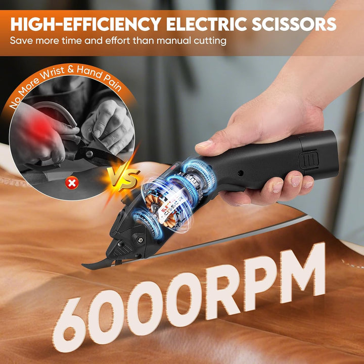kartonschneider elektrisch 6,000RPM mit 2 Ersatzklingen Multischneider 2x 2500mAh Akkus Schnelles La