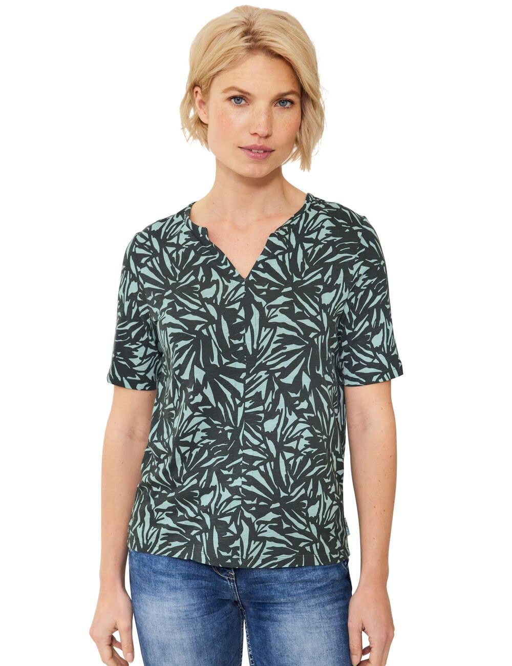 Cecil Damen Tunikashirt mit Alloverprint M Easy Khaki, M Easy Khaki
