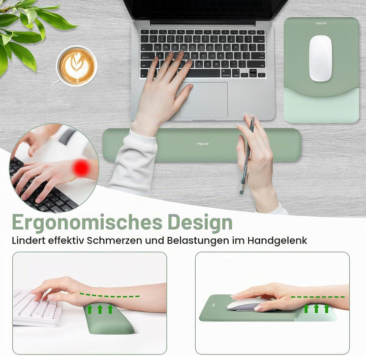 MOSISO Tastatur Mauspad Set,Grosses Mauspad&amp;Rechteckige Tastatur Handgelenkauflage mit Handgelenkauf