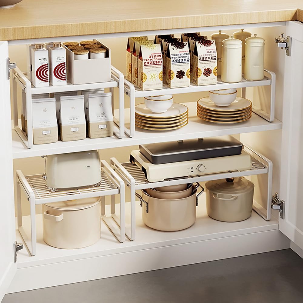 HQahnekme Küchenschrank Organizer,Regaleinsatz mit Anti-Rutsch Matte,Küche Schrankeinsatz,für Küche/