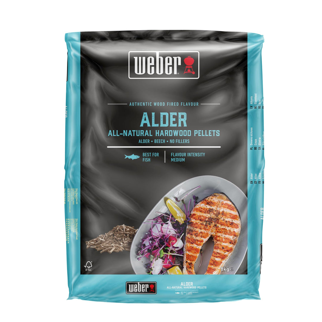 Weber Erlenholz Pellets/Geeignet für alle Pelletgrills, Milder, leicht süsslicher Rauchgeschmack, Na