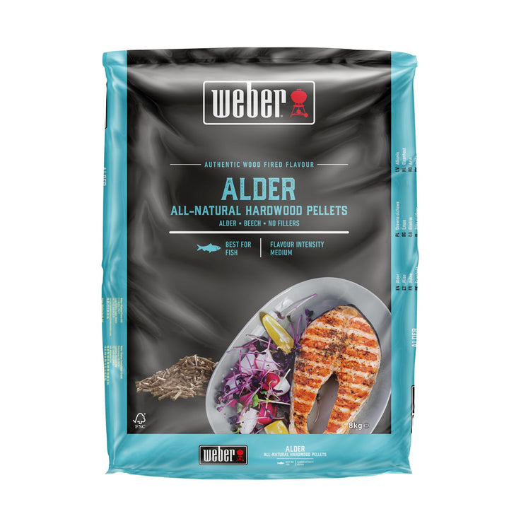 Weber Erlenholz Pellets/Geeignet für alle Pelletgrills, Milder, leicht süsslicher Rauchgeschmack, Na