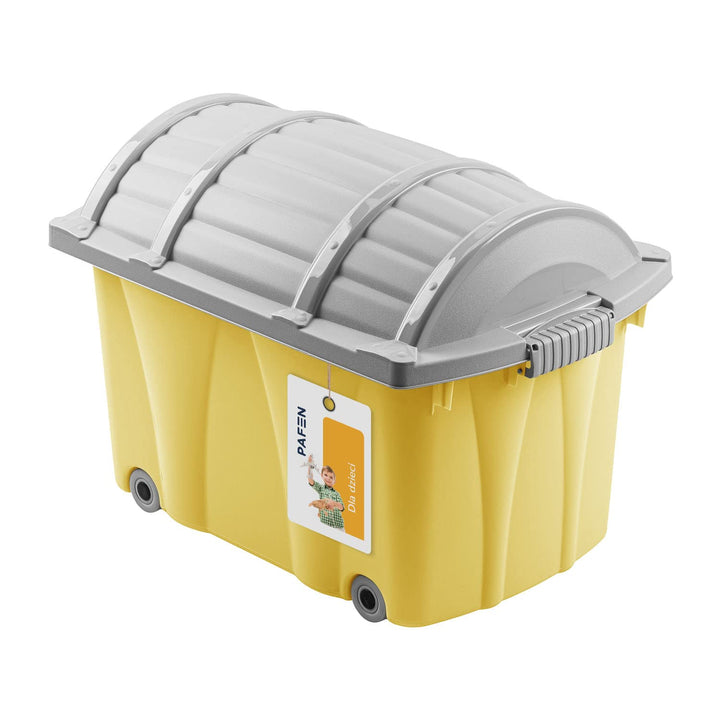 PAFEN Piraten Spielzeugkiste 49l mit Rollen - Schatzkiste 58 x 38,5 x 37,5cm - Spielzeugbehälter Auf