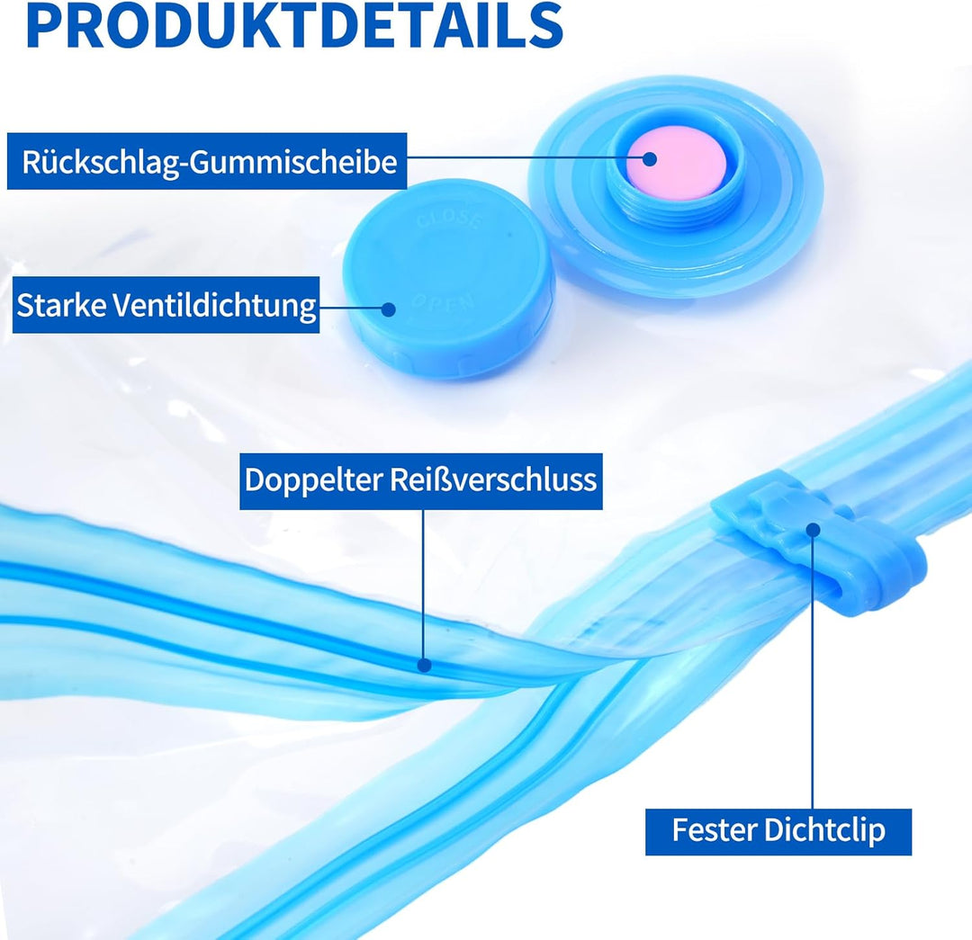 Gucass 25er Vakuumbeutel für Kleidung mit Pumpe, Grössenmix von S bis XXL Vakuumbeutel für Bettdecke