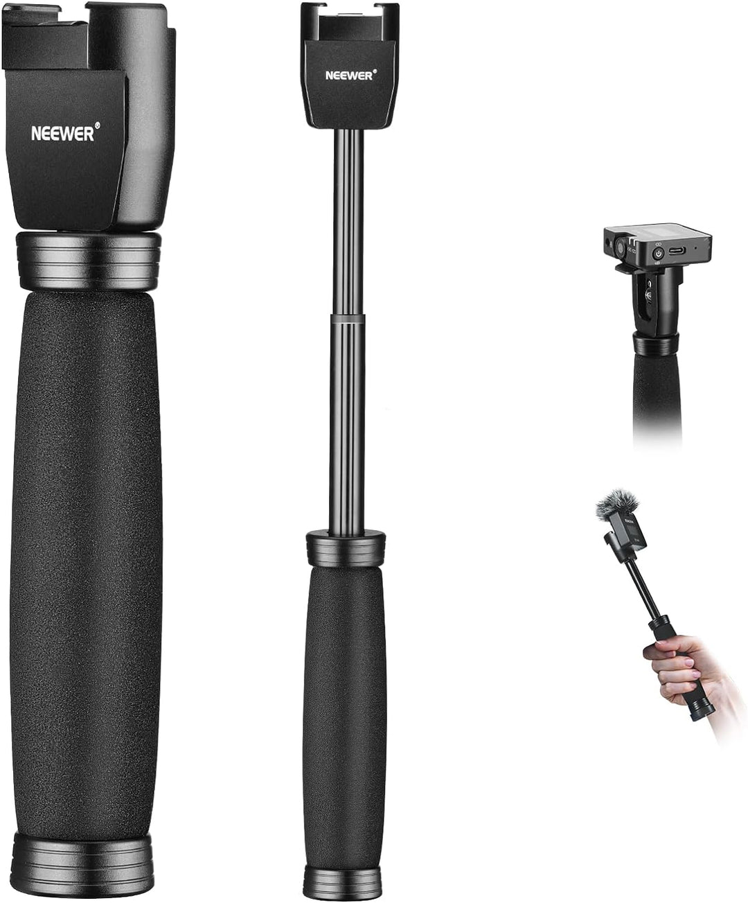 NEEWER 12"/30cm Teleskop Interview Mikrofongriff für Wireless Go, Lavalier Videomikrofon Handheld Ad