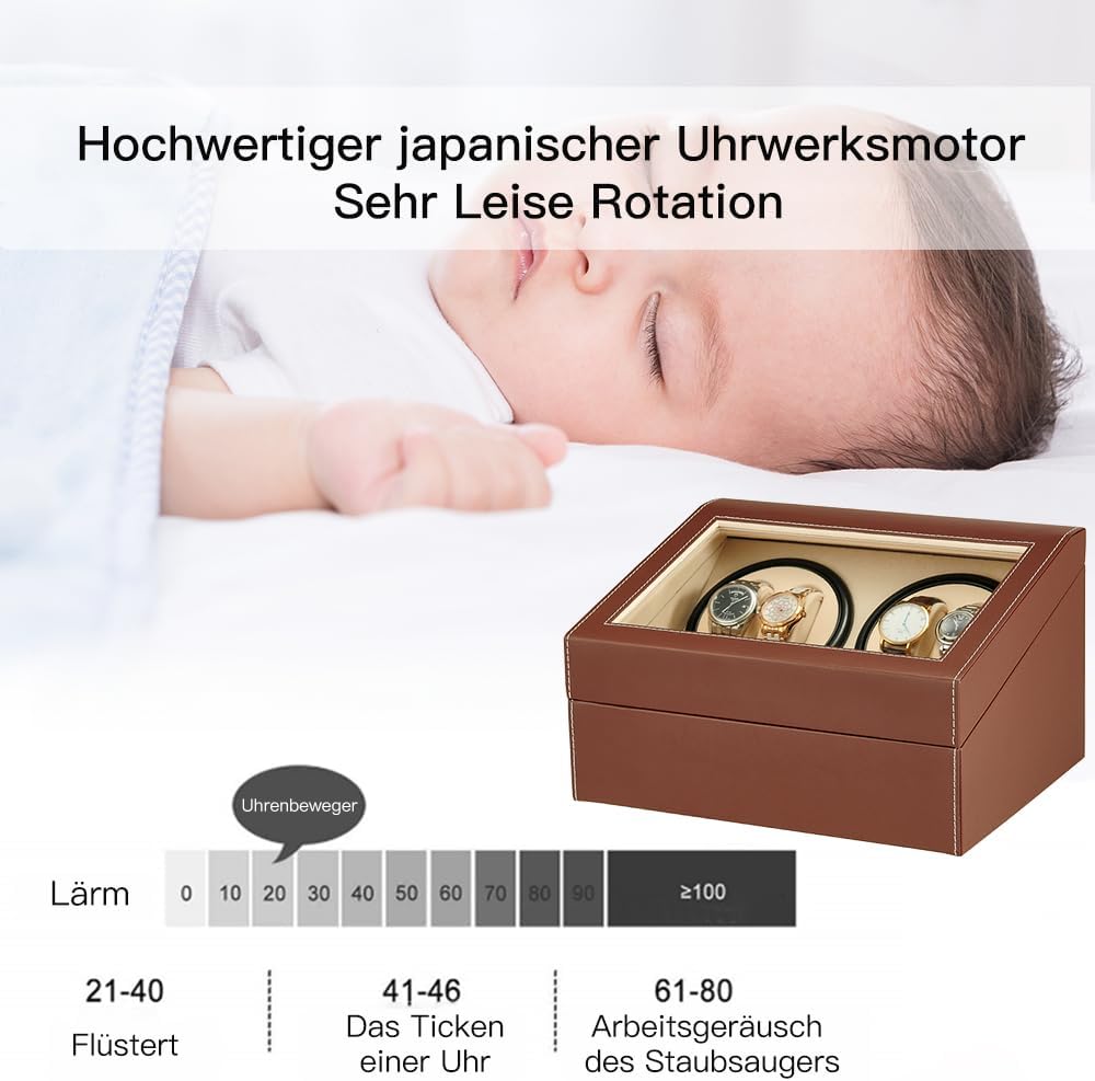 LINGFANSTORE Automatische Uhrenbeweger Box,luxuriöser Uhrenbeweger,Uhrengehäuse mit leisem Mabuchi M