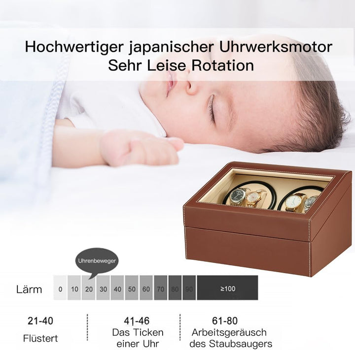 LINGFANSTORE Automatische Uhrenbeweger Box,luxuriöser Uhrenbeweger,Uhrengehäuse mit leisem Mabuchi M