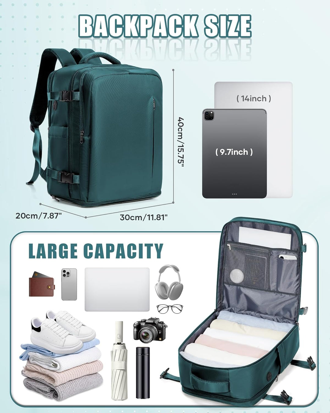 SZLX Rucksack 40x30x20 Wizz air Handgepäck Rucksack für Ryanair Vakuum Reiserucksack Flugzeug Easyje