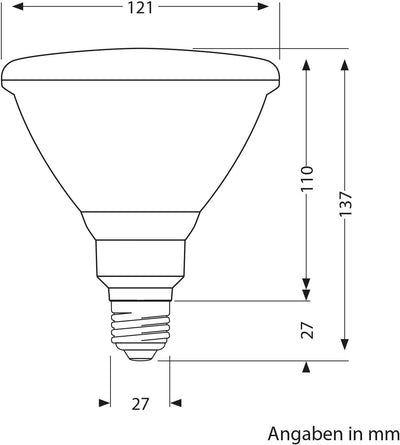 ledscom.de E27 LED Leuchtmittel, PAR38 kurzer Hals, warmweiss (2700 K), 15,7 W, 1152lm, 42°, Reflekt