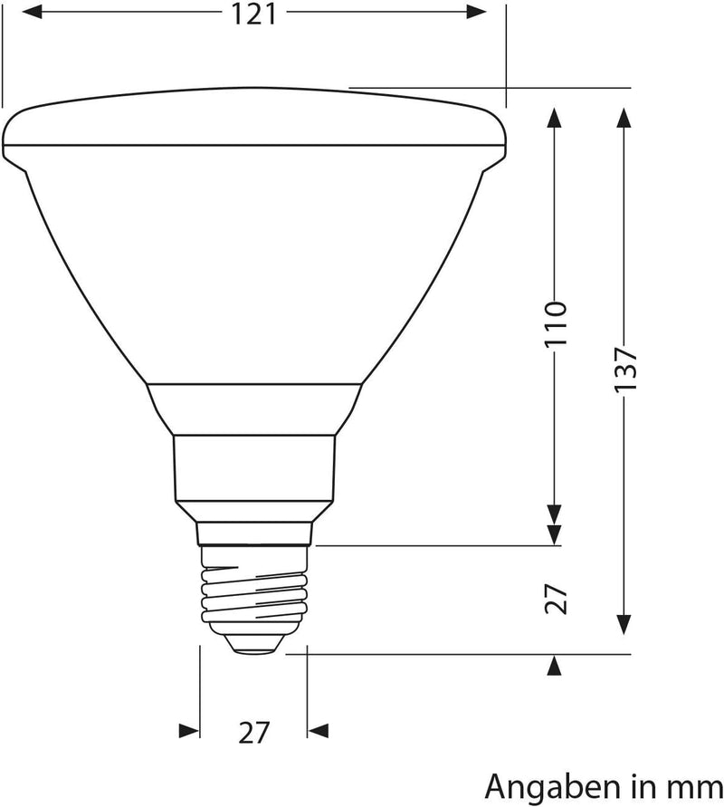 ledscom.de E27 LED Leuchtmittel, PAR38 kurzer Hals, warmweiss (2700 K), 15,7 W, 1152lm, 42°, Reflekt