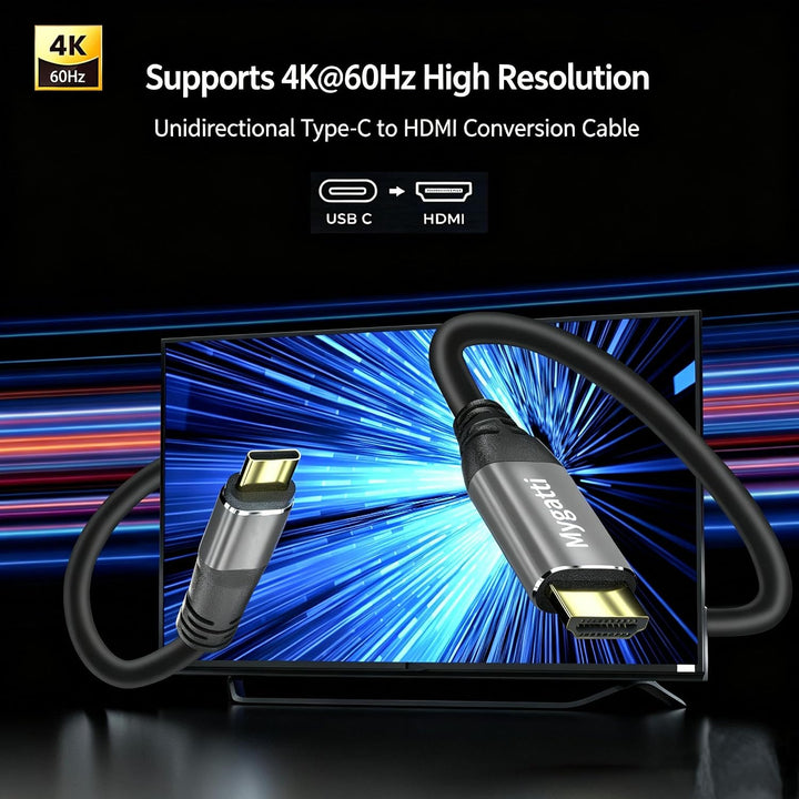 USB C auf HDMI Kabel 15 M,Typ-C auf HDMI 4K UHD(Thunderbolt 4/3 kompatibel),mit 90-Grad und 270-Grad