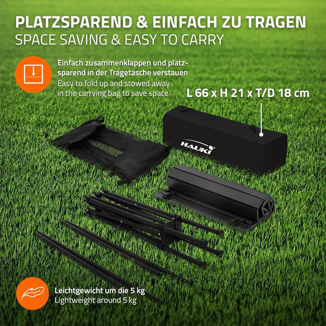 Hauki Campingmöbel Set 3tlg., Campingtisch faltbar Schwarz mit 2 Campingstühlen Blau, Camping-Set fü