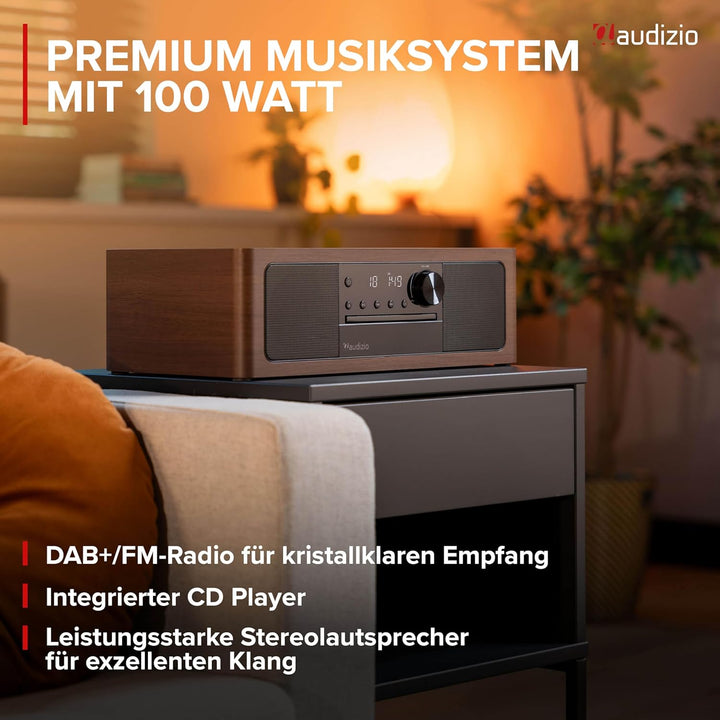 Audizio Lunata - DAB Radio mit CD Player, 100W Stereoanlage mit CD & Bluetooth 5.3 - Musikanlage mit