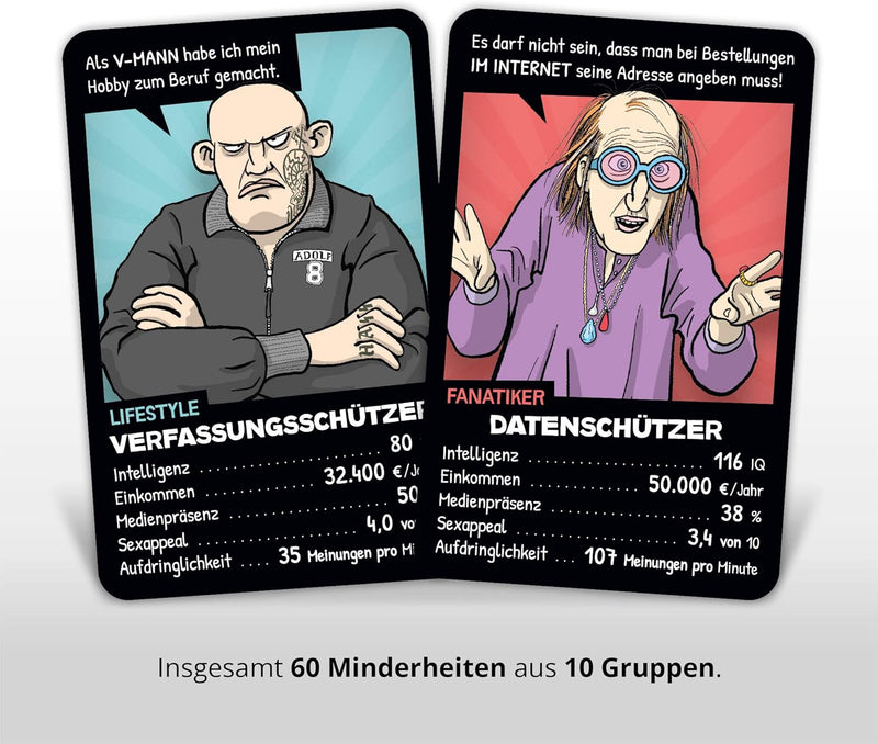 Postillon Games Minderheiten-Quartett, EIN Kartenspiel voller Vorurteile. Der Satire-Klassiker. 100%