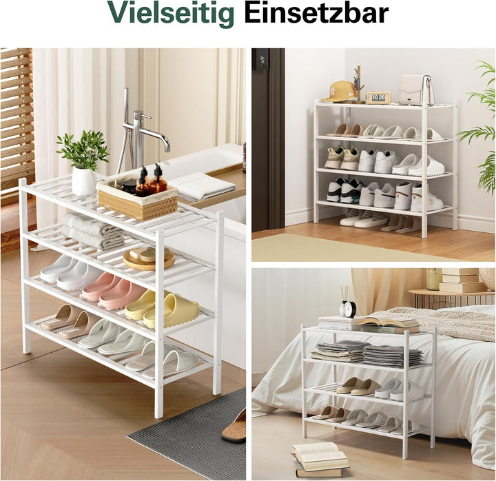 BAM BOO BOX - Schuhregal aus Bambus, Schuhablage mit 4 Ebenen, 68 x 28 x 64 cm, Erweiterbar Stapelba