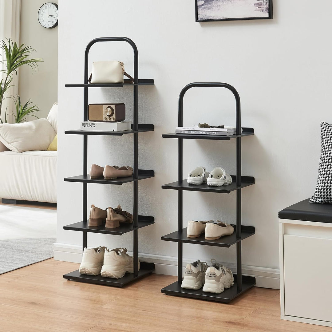 [en.casa] Schuhregal schmal Poytya mit 4 Ebenen Metall 96 x 34 x 32 cm Schuhständer für 4 Paare Schu