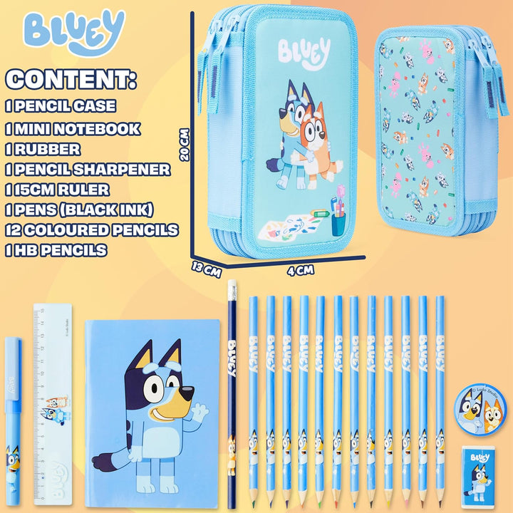 BlueY Federmäppchen Kinder 2-Fach Gefülltes Doppelmäppchen mit Schul Sachen & Schreibwaren