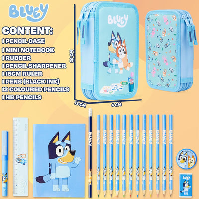 BlueY Federmäppchen Kinder 2-Fach Gefülltes Doppelmäppchen mit Schul Sachen & Schreibwaren