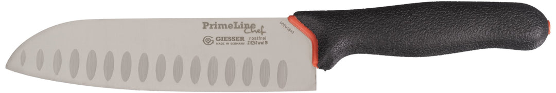 GIESSER seit 1776 - Made in Germany - Santoku 18 cm mit Kullenschliff PrimeLine Asia, schwarz, spülm