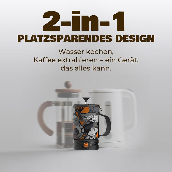 Elektrische French Press Kaffeebereiter, 2-in-1-Design zum Wasserkochen und Kaffeepressen, 500W Kaff
