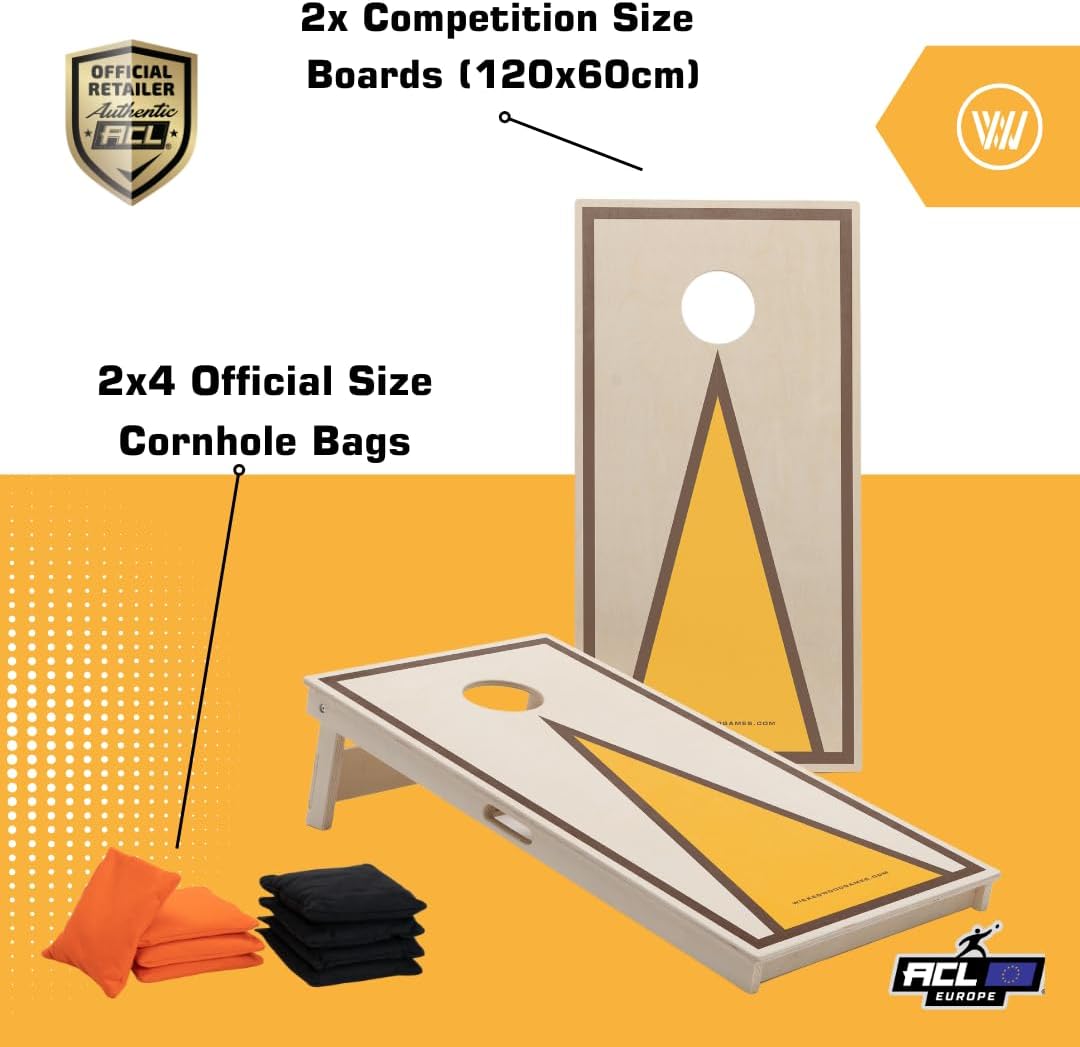 Cornhole Set – 120 x 60 cm - Sackloch Spiel – Wicked Wood – offiziell ACL-lizensiertes Set of Boards