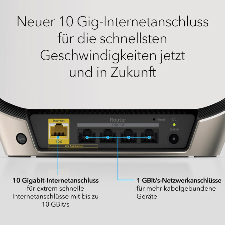 NETGEAR Orbi Tri-Band WiFi 6-Router (RBR860S), Abdeckung von bis zu 180 m², 100 Geräte, kostenlose A