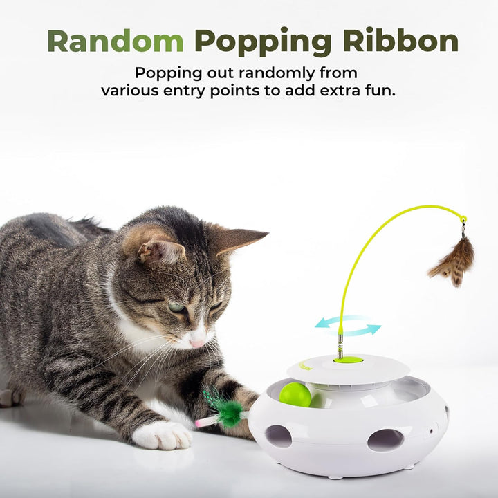 ALL FOR PAWS 3-in-1 Interaktives Katzen-Spielset, Automatisches interaktives Spielzeug für Wohnungsk