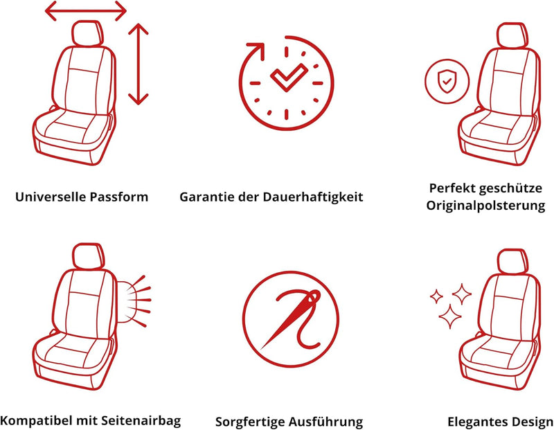 ERJOT Autositzbezüge Sitzbezüge Universal Bus Transporter in Kunstleder (Sitzbezug Fahrersitz + 2er