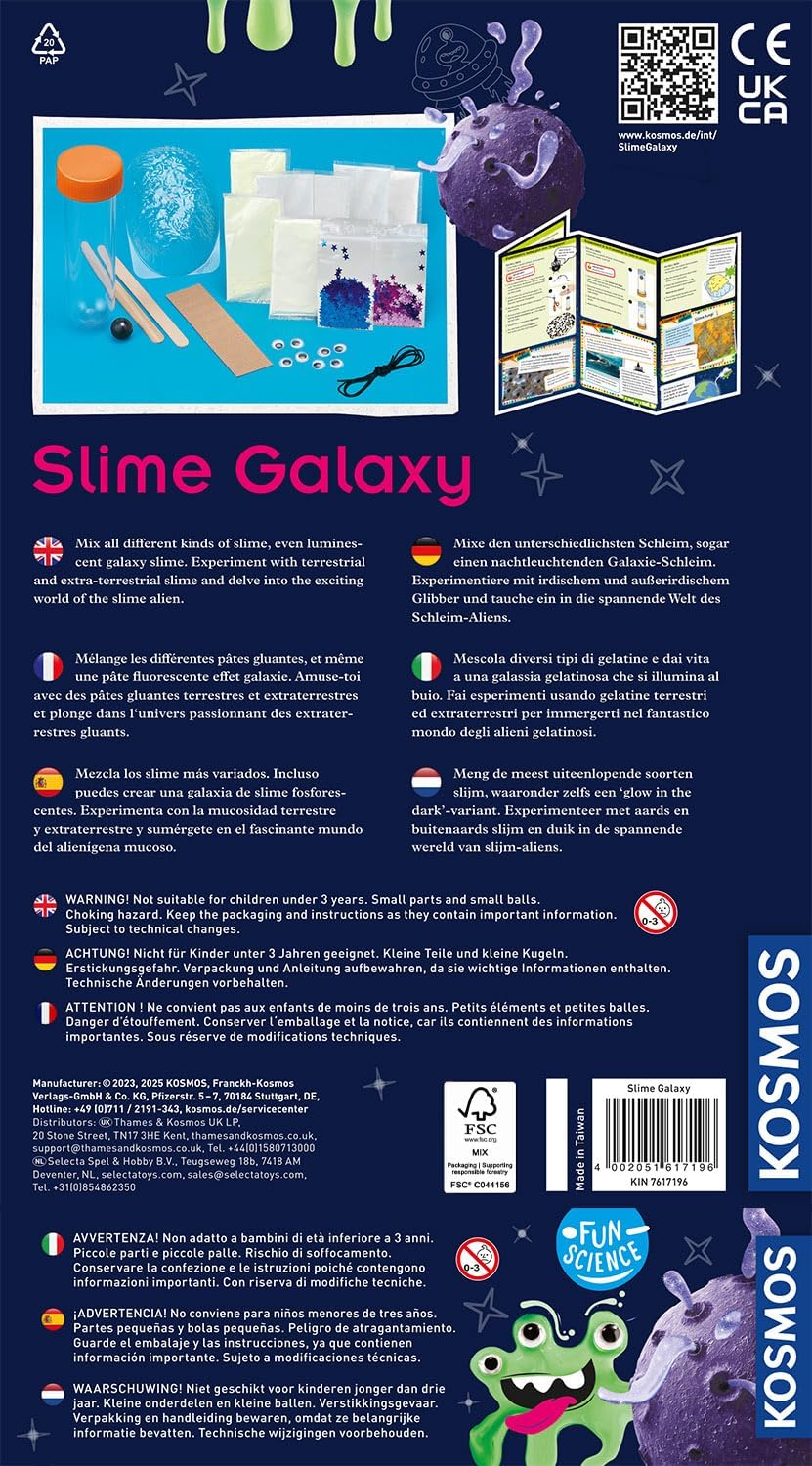 KOSMOS 617196 Fun Science - Schleim-Galaxie, Mixe fünf Verschiedene Schleim-Arten, Experimentierset
