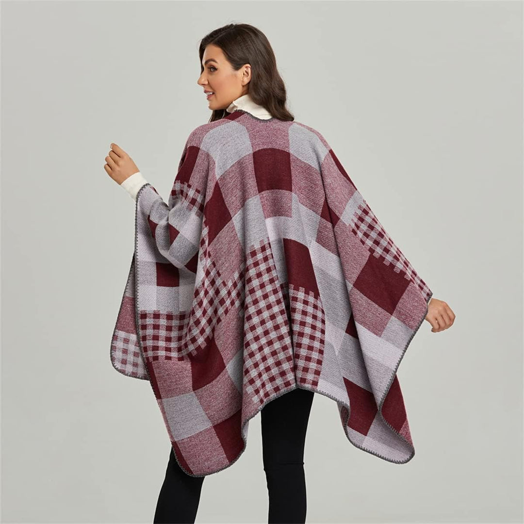Damen Herbst/Winter Poncho mit Quaste, 130 * 150CM Warm Poncho-Schal Überwurf Strick Cape Elegant Um