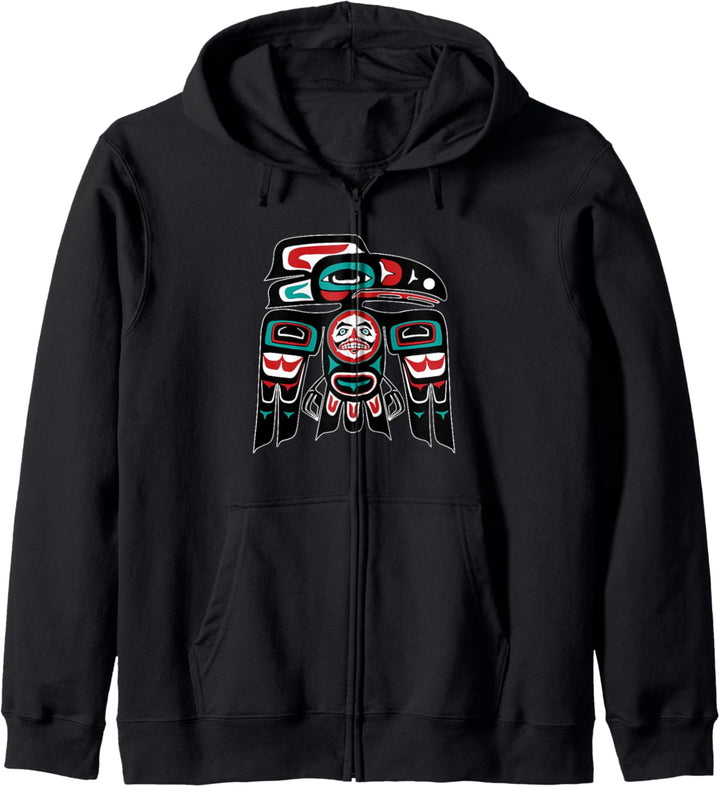 Raven Haida Tlingit Totem Indigener Stolz der amerikanischen Kapuzenjacke