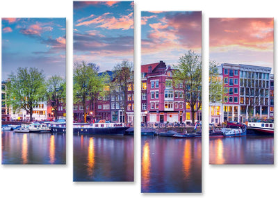 islandburner Bild auf Leinwand Amsterdam Grachten Holland Wandbild Poster Kunstdruck Bilder Format: