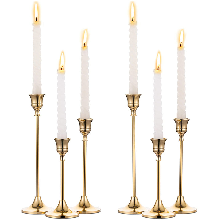Nuptio Messing Kerzenständer Gold Kerzenhalter 6 Stück Stabkerzen Vintage Kerzen Stabkerze Metall St