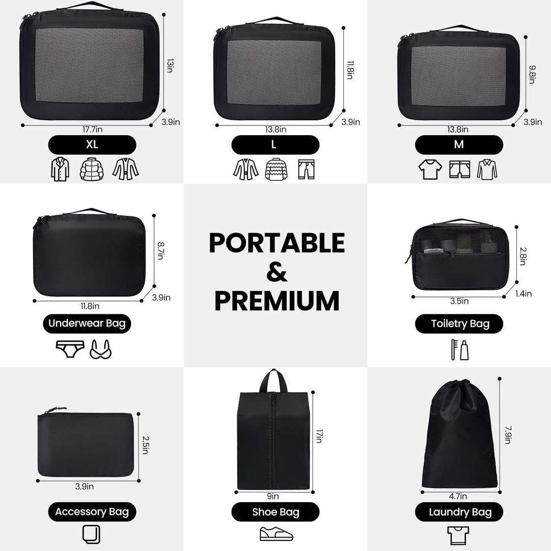 Packing Cubes for Suitcase 8 Set, Leichtgewichtige Gepäck Packing Organizer Packing Cubes für Reisez