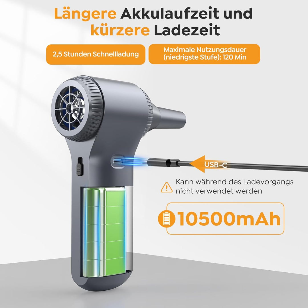 Elektrisches Staubgebläse, 230000 U/min Super Power Cordless Air Duster, 100-stufig einstellbares Mi