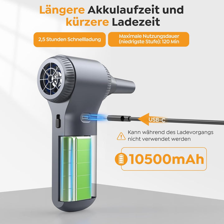 Elektrisches Staubgebläse, 230000 U/min Super Power Cordless Air Duster, 100-stufig einstellbares Mi