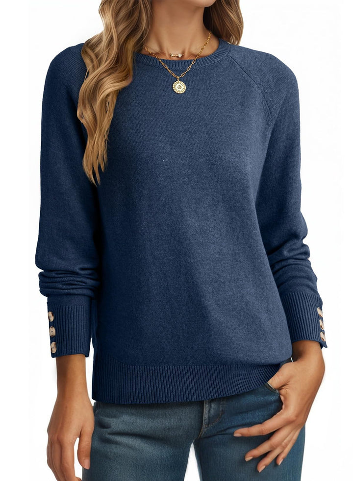 Dokotoo Pullover Damen Elegant Rundhals Strickpullover Oberteile Langarm Herbst Winter Warm Pulli To