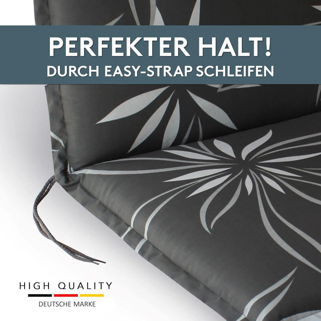 LILENO HOME Gartenstuhl Auflagen als [1er Set - Niedriglehner] in Blume Anthrazit-Weiss - bequeme Li