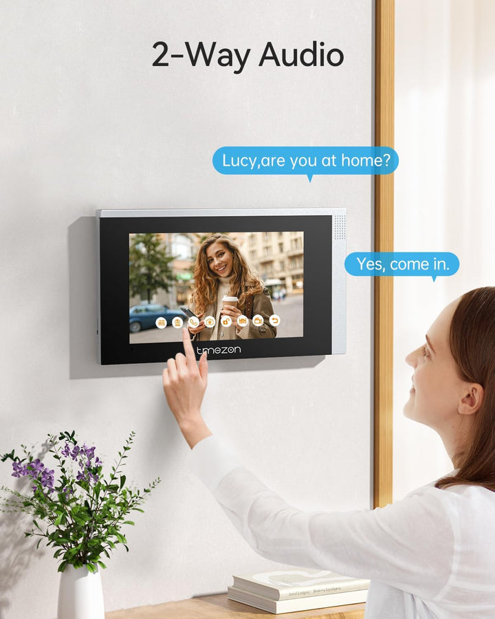 TMEZON WLAN IP 1080P Video Türsprechanlage 2-familienhaus,4 Draht Technik,7&