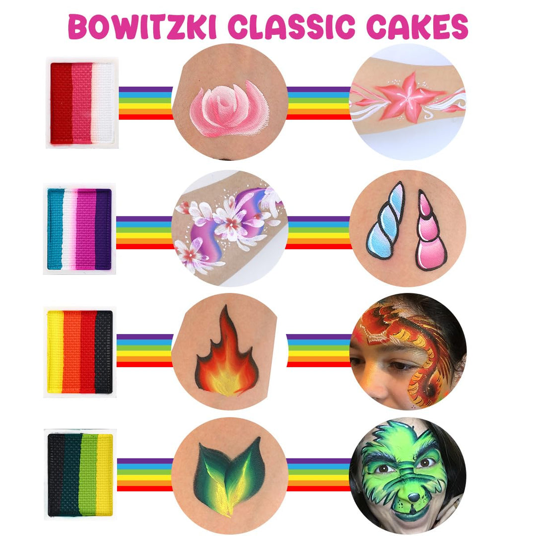 Bowitzki Professionelles Gesichtsbemalungs-Set für Kinder und Erwachsene, 12 x 10 g, Gesichtsbemalun