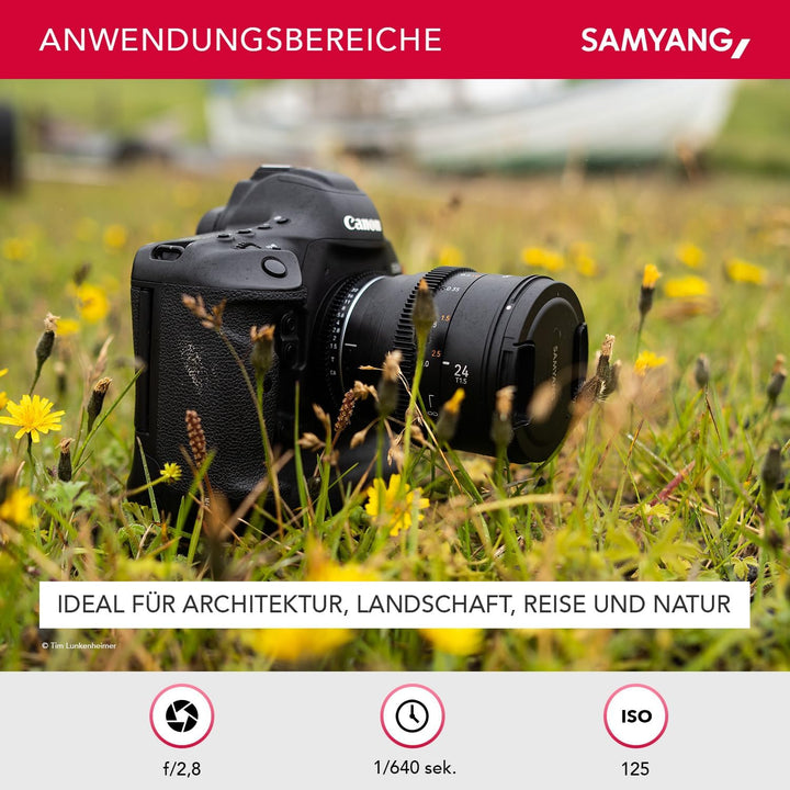 Samyang MF 24mm T1,5 VDSLR MK2 für Canon EF – lichtstarkes T1,5 Weitwinkel Cine-und Videoobjektiv fü