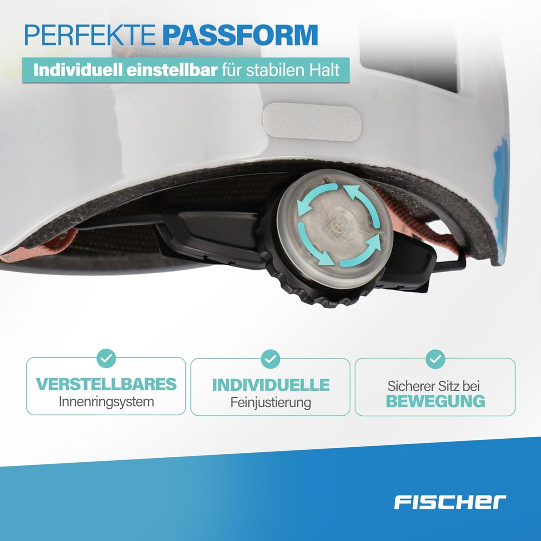FISCHER BMX Kinder-Helm, Fahrradhelm, Radhelm, Dirt Bike Helm Plus mit integriertem LED-Rücklicht, S