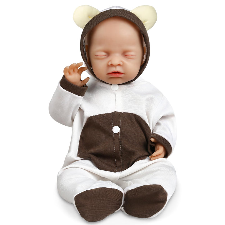 Vollence 46 cm Schlafende Ganzkörper Silikon Reborn Babypuppe Mädchen,Vollsilikon Babypuppes, Nicht