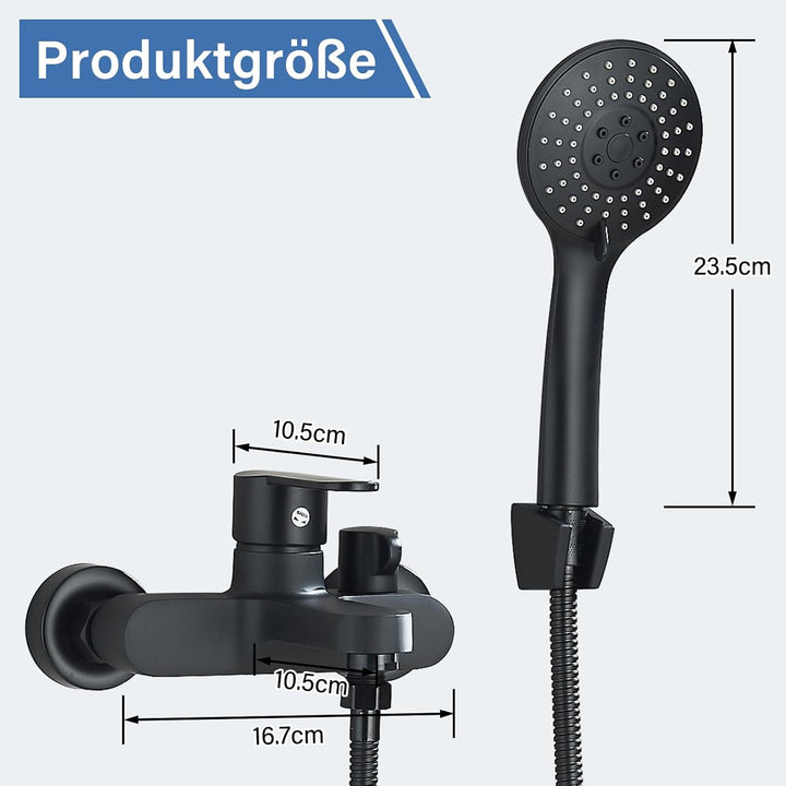 Badewannenarmatur Wannenarmatur mit Handbrause Mischbatterie Badewanne mit Brauseschlauch Aufputz Wa