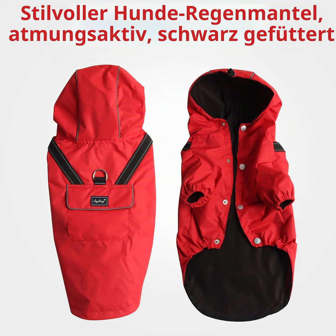 Premium-Regenmantel Mit Kapuze für Mittelgrosse Hunde, Outdoor-Sport, Wasserdichte Regenjacke, Welpe