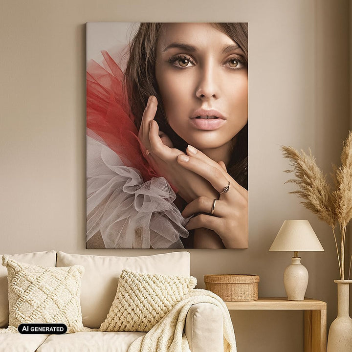 Bilder auf Leinwand 55x100cm Leinwandbild mit Rahmen Schönheit kleid mode modell Gross Wanddeko Bild