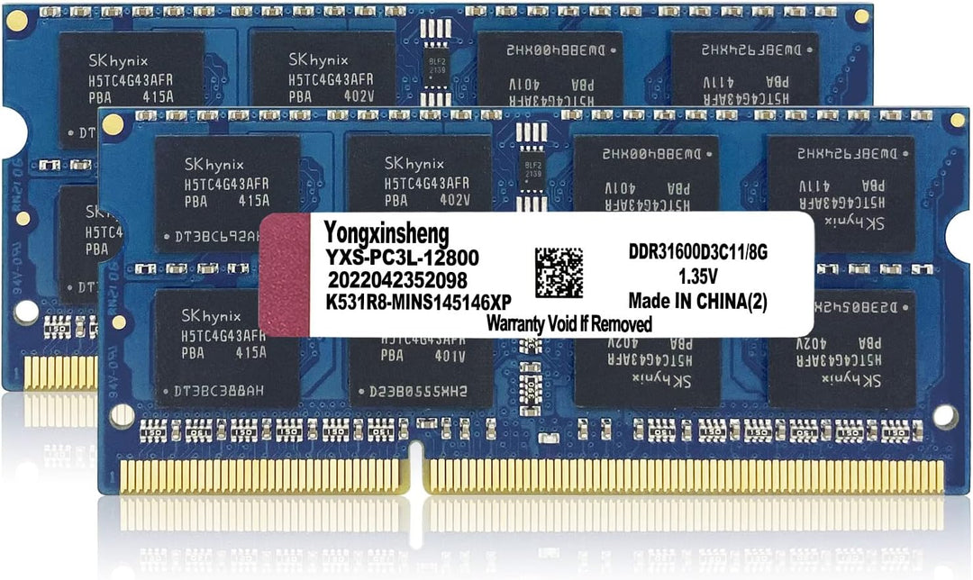DDR3 / DDR3L 16GB Kit (8GBx2) Laptop RAM 1600MHz PC3-12800 / PC3L-12800 SODIMM Non-ECC Unbuffered 1.