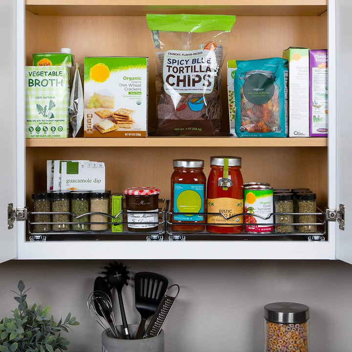 HOLDN’ STORAGE Ausziehbarer Schrank-Organizer für Gewürze und Dosen, robust, ausziehbares Gewürzrega