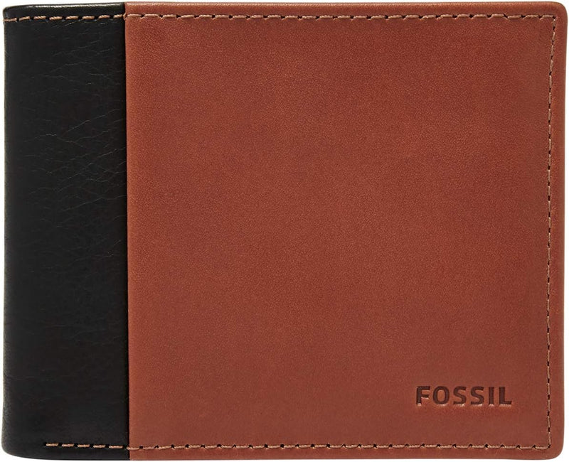 Fossil Herren Ward Leder Bifold Geldbörse 11,43 cm L x 1,905 cm B x 8,89 cm H Schwarz, Schwarz